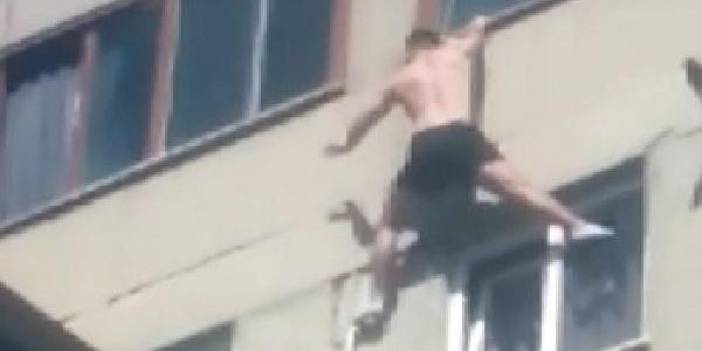 7 katlı binaya tırmanırken böyle düştü