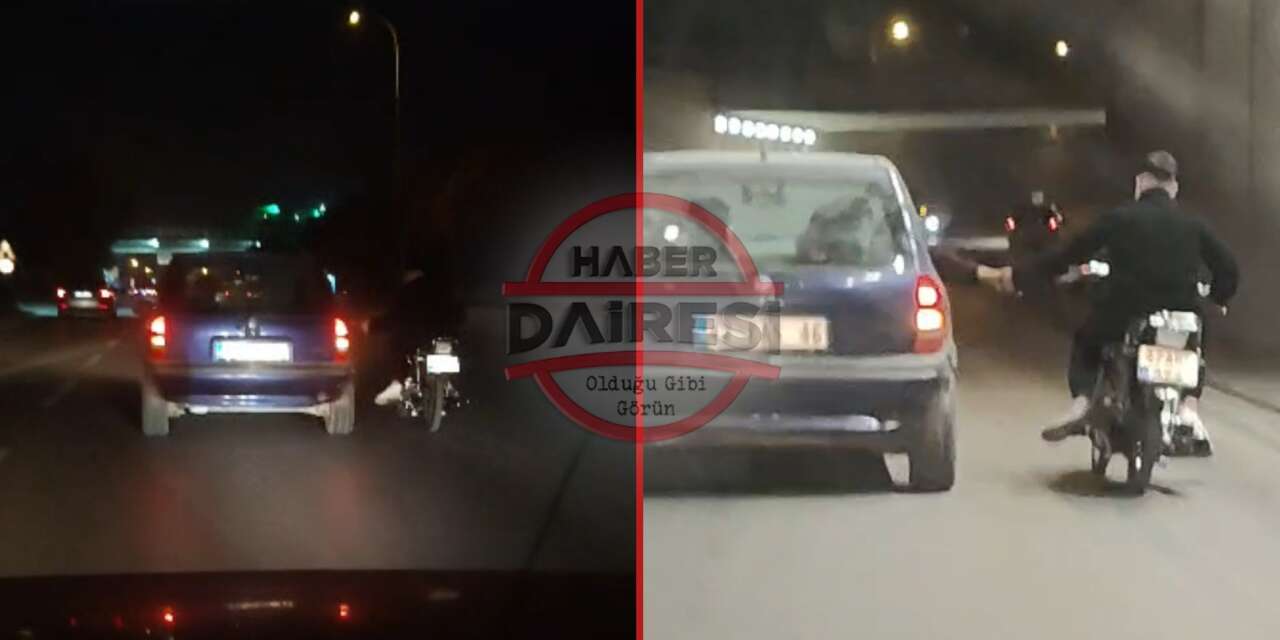 Konya trafiğinde el ele tehlikeli yolculuk