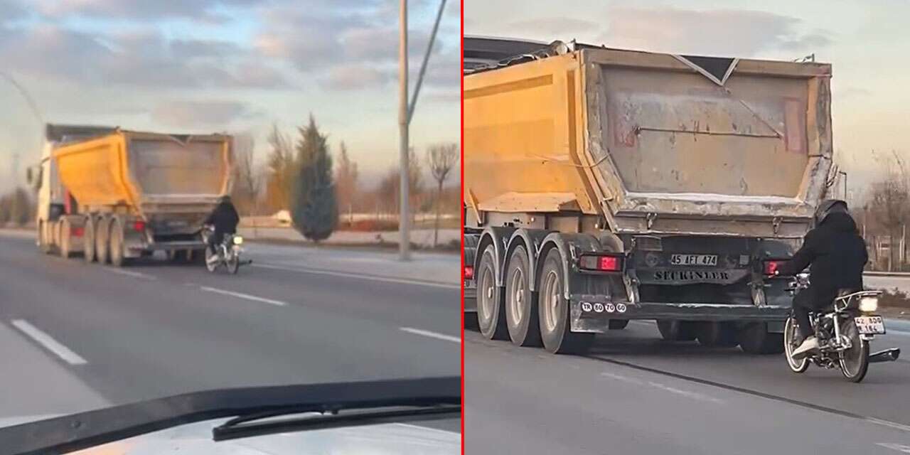 Konya’da motor üzerinde yürekleri ağza getiren yolculuk