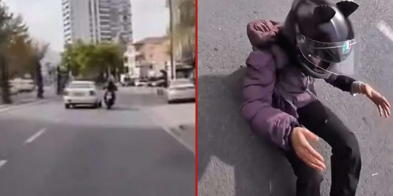 Şeridinde giden kadın motosikletliye araç çarptı! Kaza anı kask kamerasında