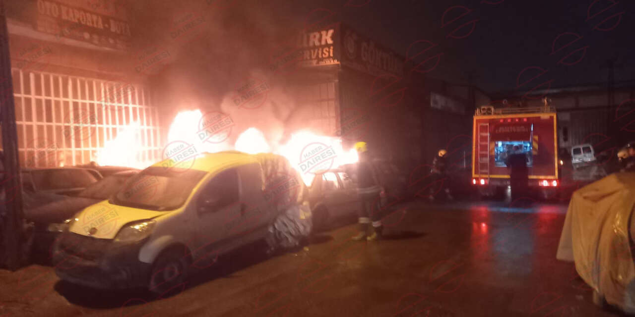 Konya’da sanayi sitesindeki araçlar alev aldı