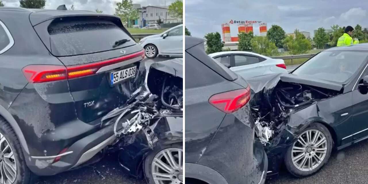 Gören inanamadı! TOGG'a çarpan Mercedes bu hale geldi
