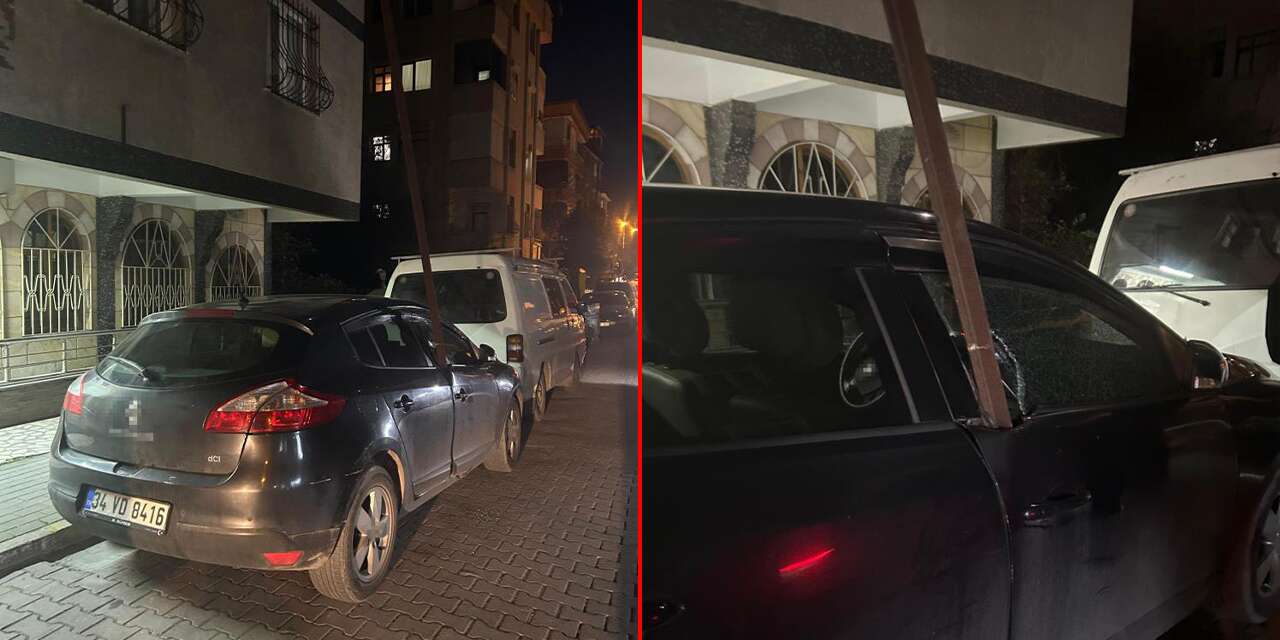 6 metrelik demir çubuk otomobile saplandı