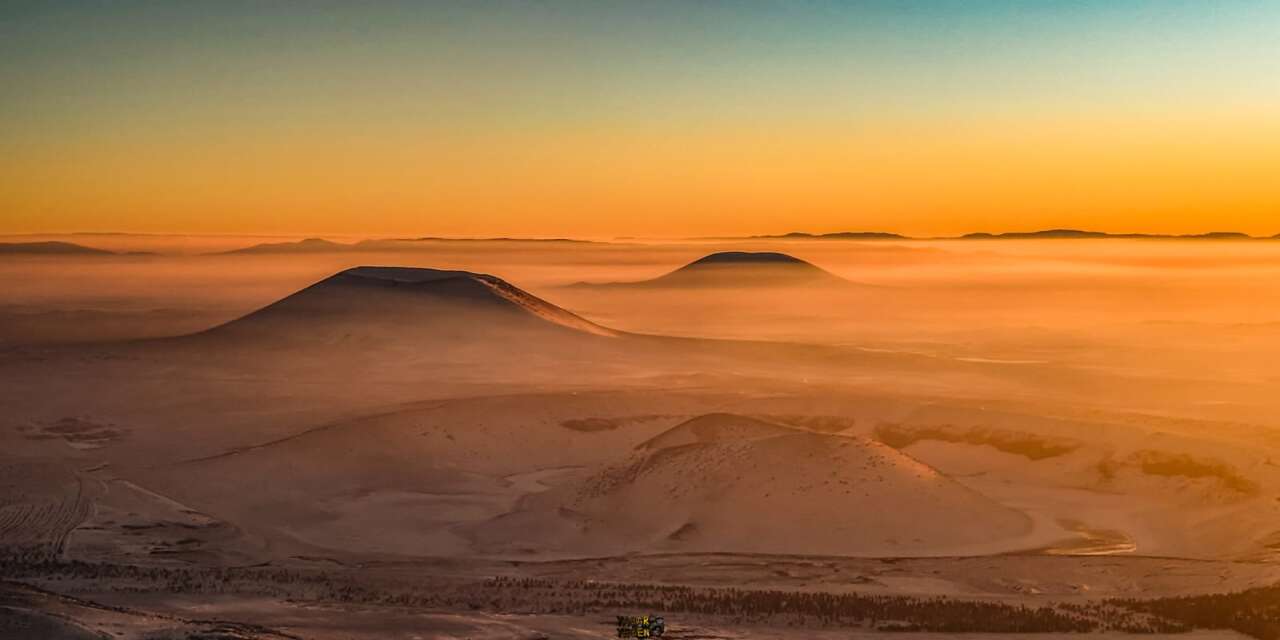 Konya’nın nazar boncuğu, kar altında muhteşem gün batımı manzarası sundu