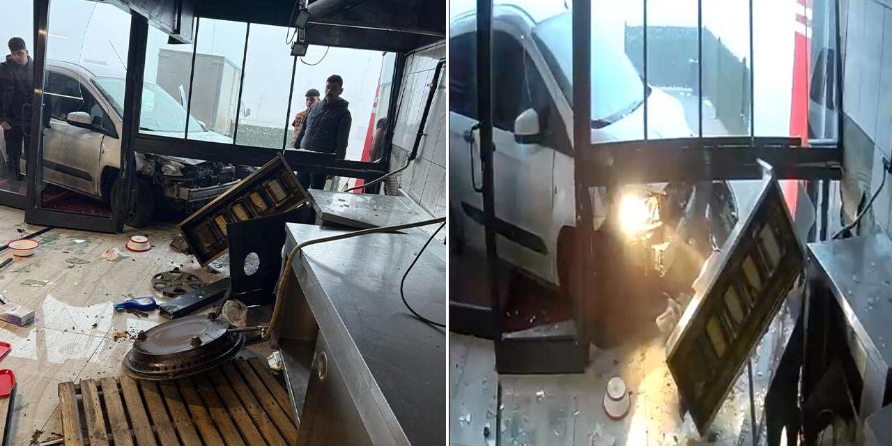 Konya’da kontrolden çıkan araç dönerciye girdi