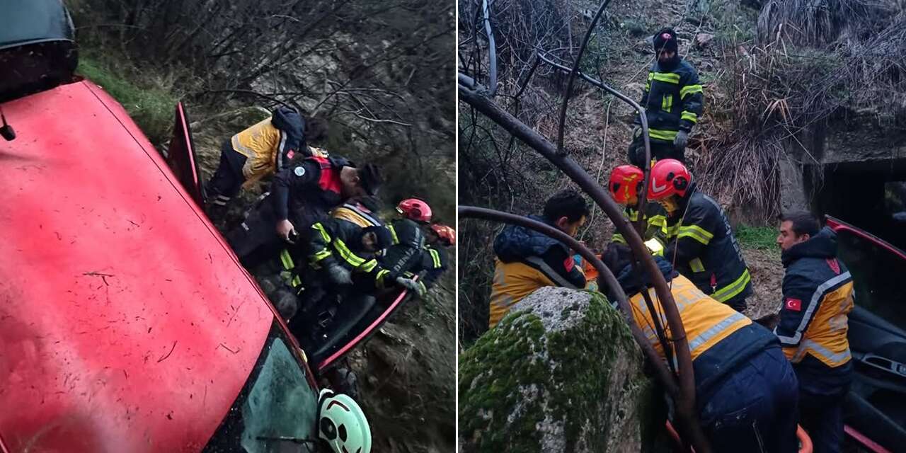 Kontrolden çıkan otomobil uçuruma yuvarlandı! 2’si çocuk 5 yaralı var