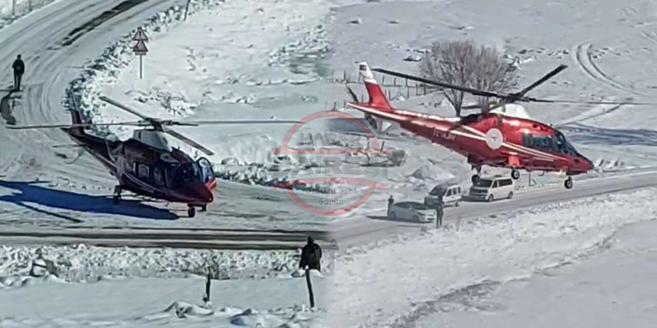 Yer Konya! Kar ulaşımı zorlaştırdı, kalp krizi geçiren hasta helikopterle alındı