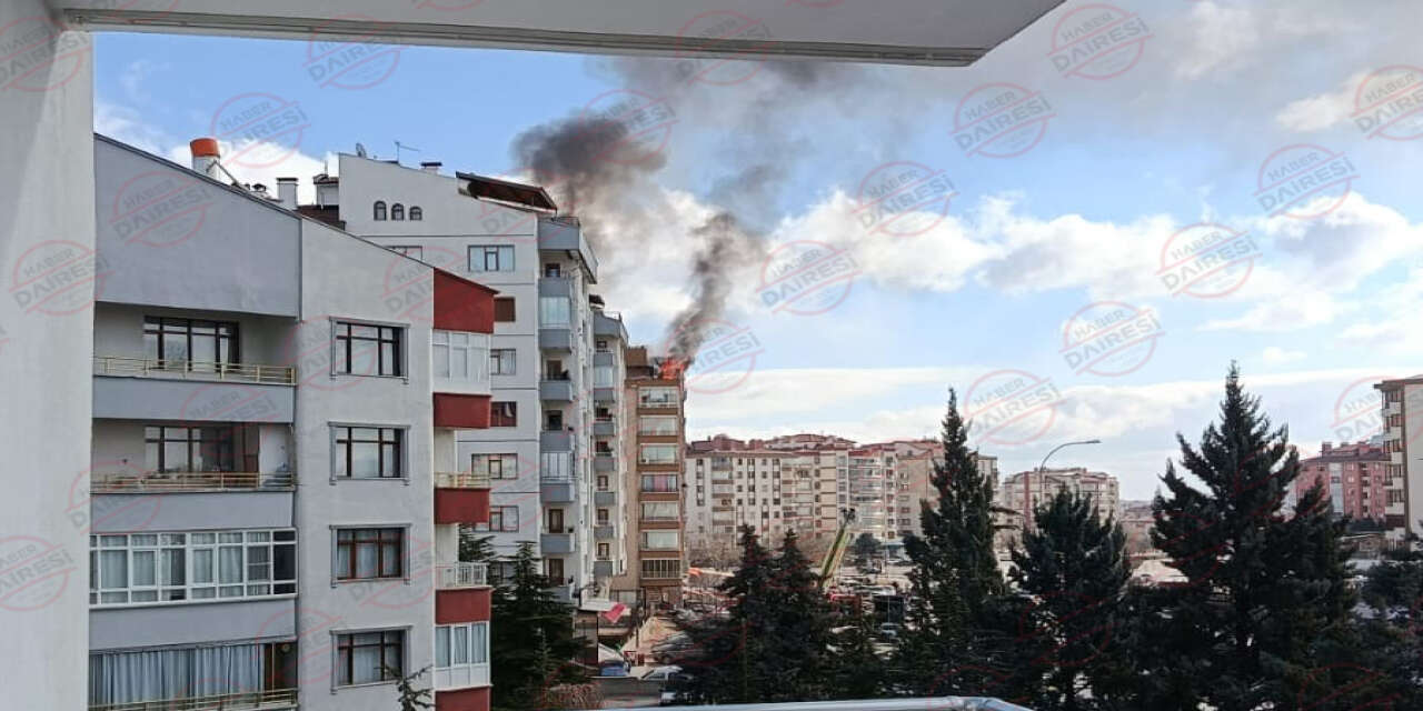 Konya Akıncılar Mahallesinde 9 katlı binada yangın paniği