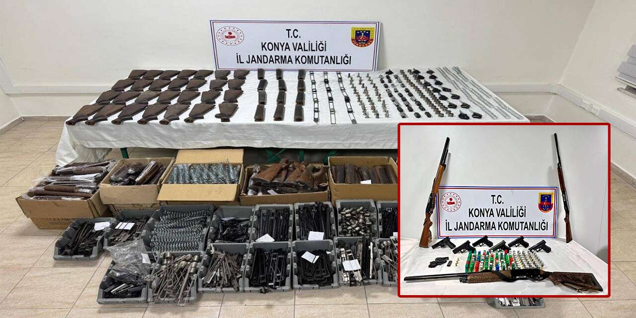 Konya’da jandarmadan baskın! Silah ve binlerce parça ele geçirildi