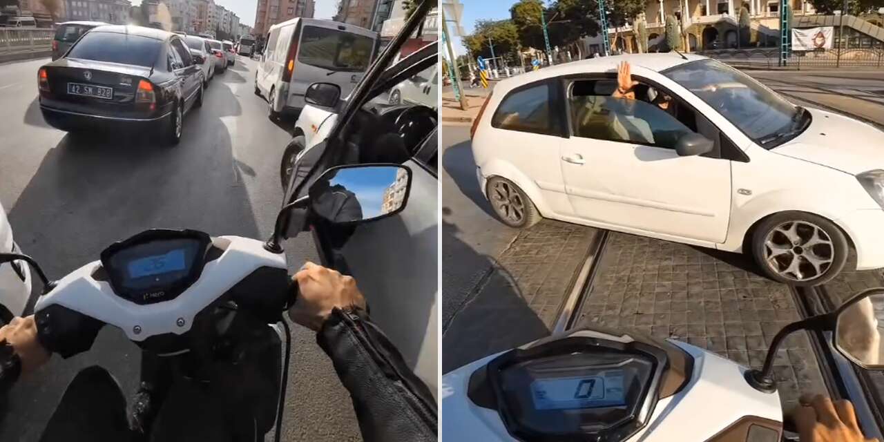Motosiklet sürücüsü, Konya trafiğindeki mucize anlarını paylaştı