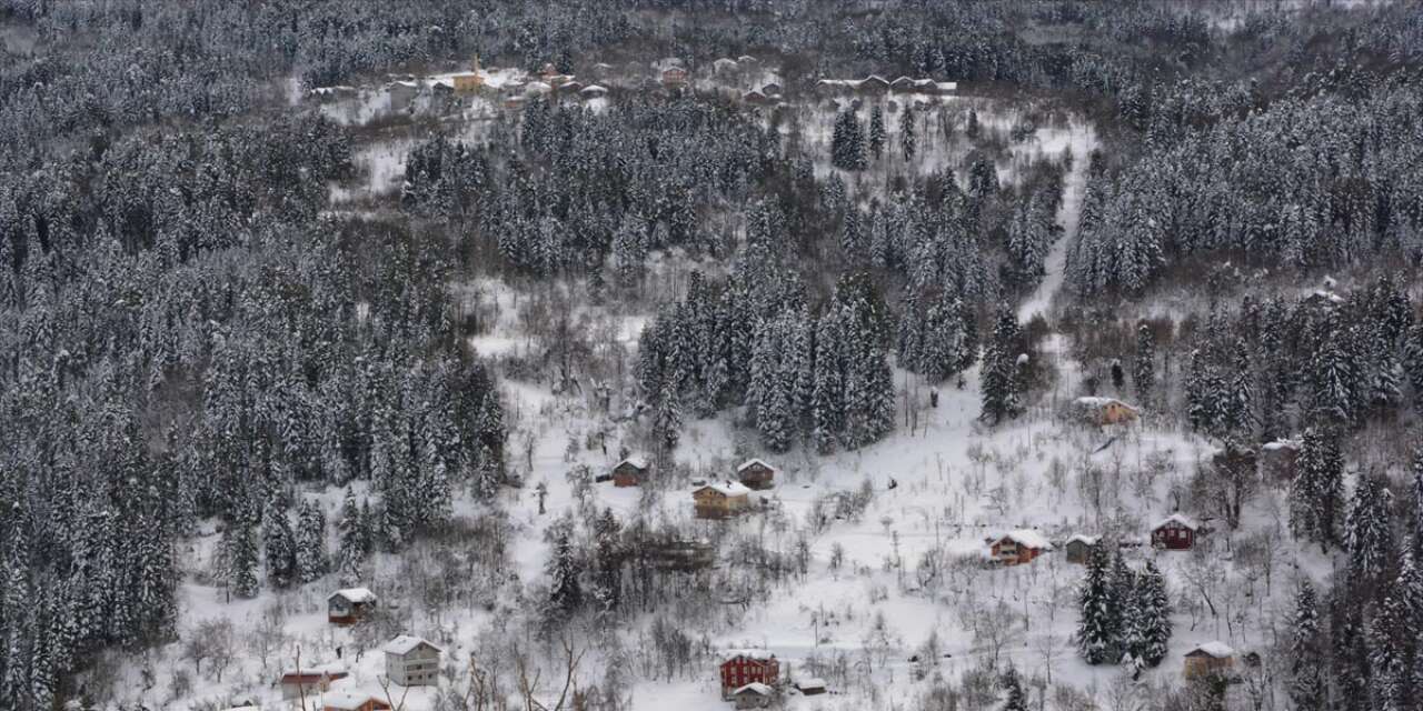 Tarih kokan ahşap evler karla kaplandı