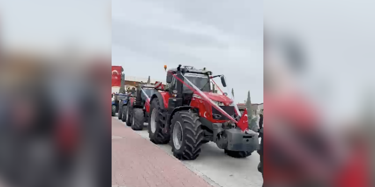 Konya’nın tarım kenti ilçesinde milyonluk traktörler gelin konvoyuna katıldı