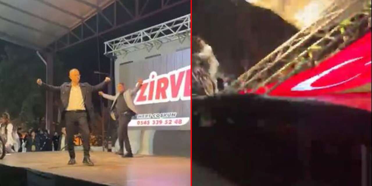 Belediye başkanı kıl payı kurtuldu! Sahne birden çöktü