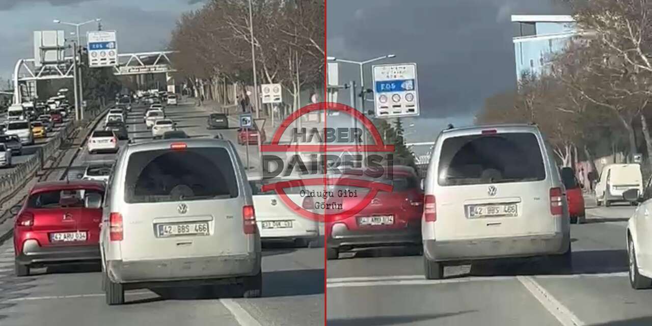 Konya trafiğinde tehlikeli anlar! Kendini de diğer sürücüleri de riske attı
