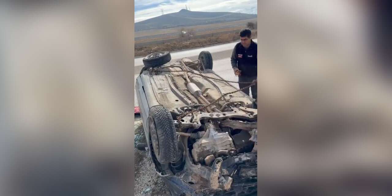 Konya’da kontrolden çıkan otomobil takla attı, sürücü yaralandı