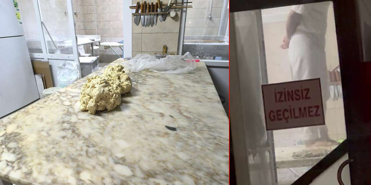 Hijyen skandalı kamerada: Tatlı hamurunu ayağıyla çiğnedi