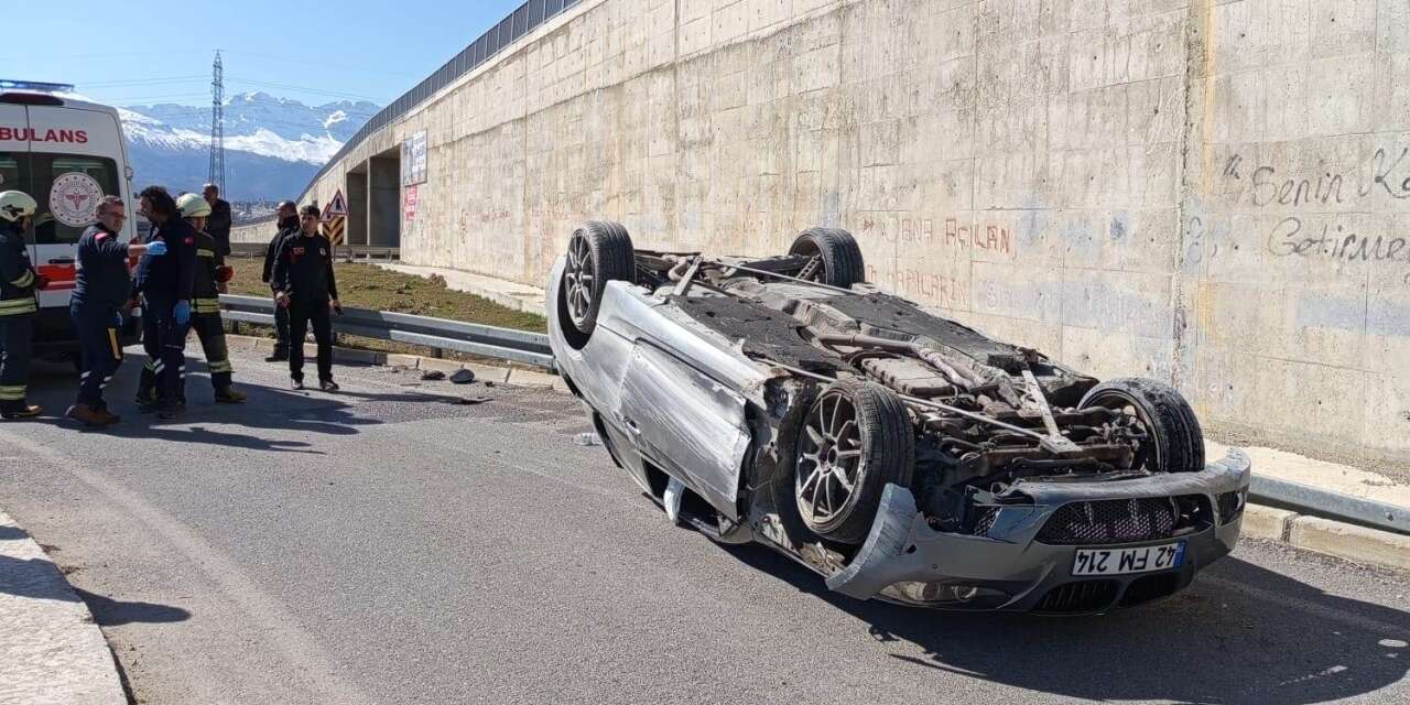 Konya’da otomobil alt geçitte takla attı! 4 yaralı var