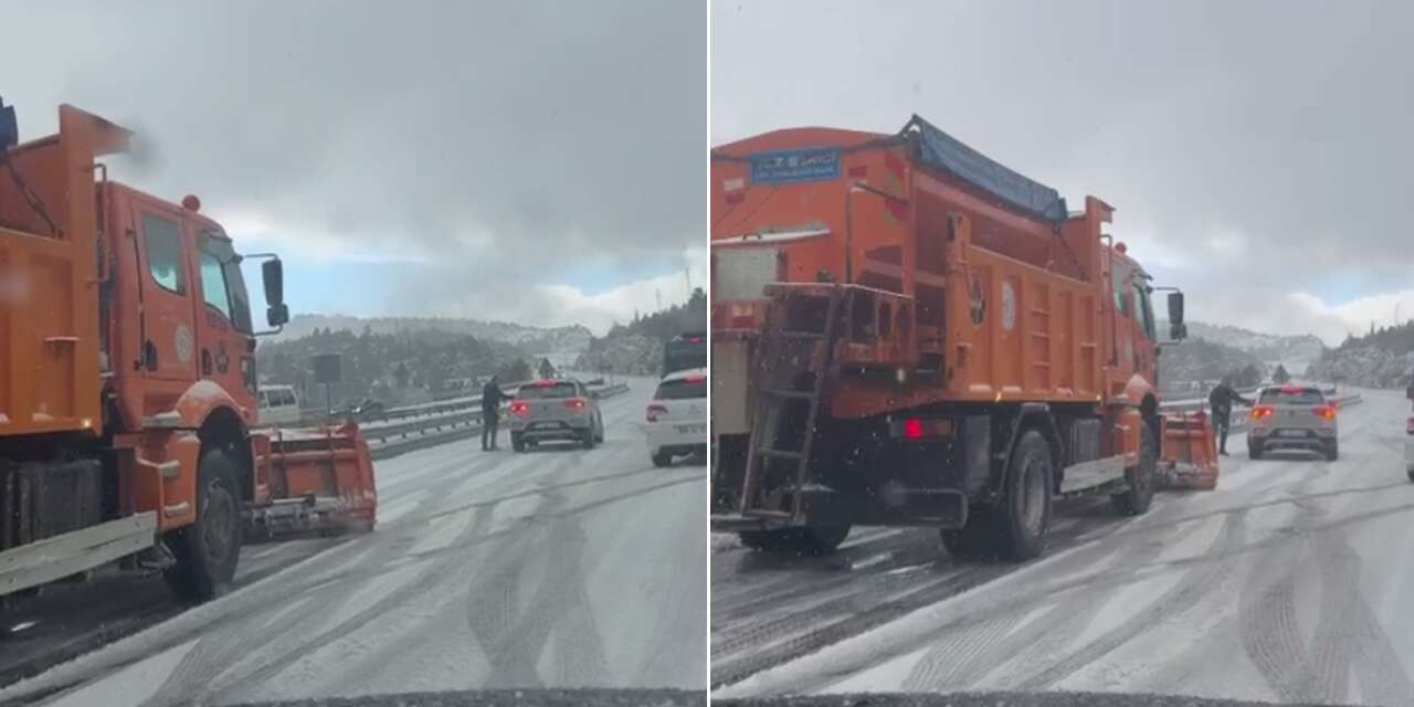 Konya-Antalya yolu “Ölüm Virajı”nda kar yağışı! Araçlar yolda kaldı