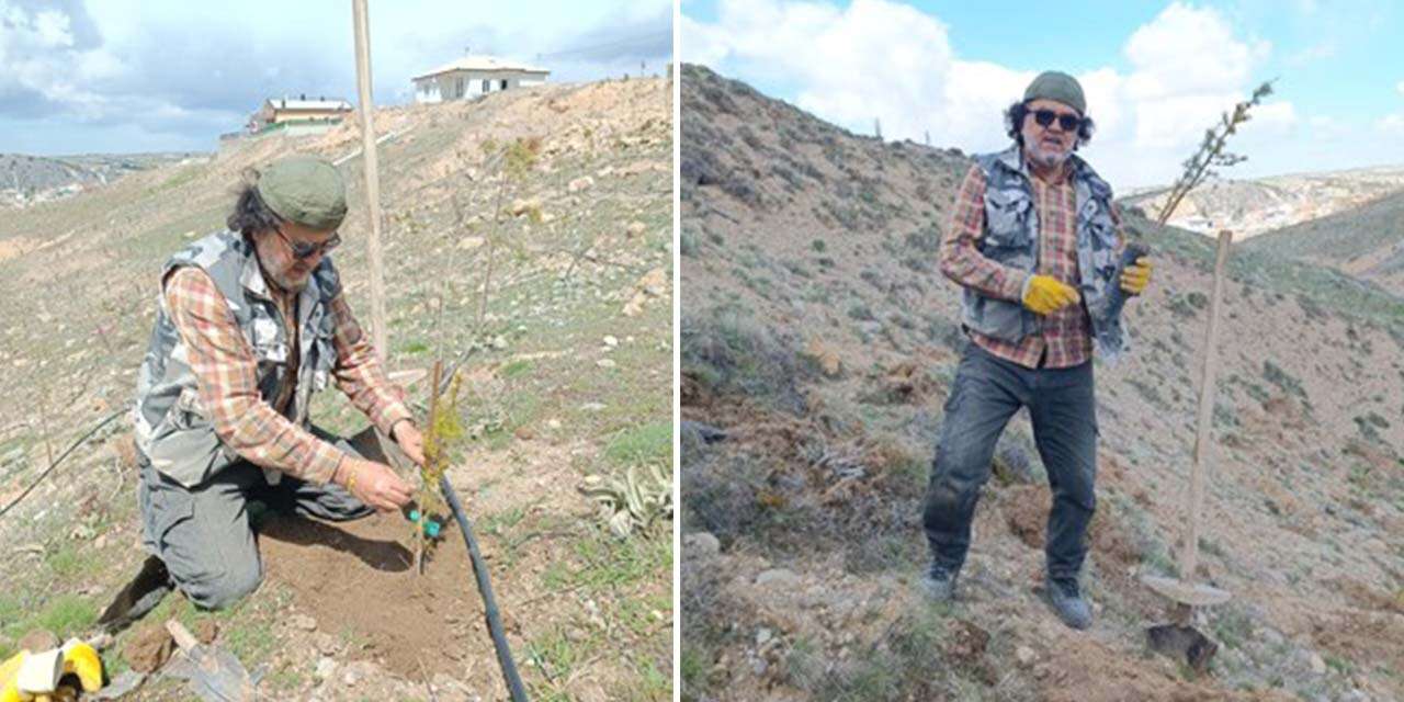Konya’da örnek bir vatandaş! Kendi imkanlarıyla yüzlerce fidan dikti