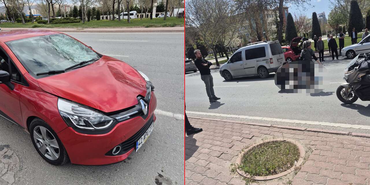 Konya’da otomobil yaya kadına çarptı