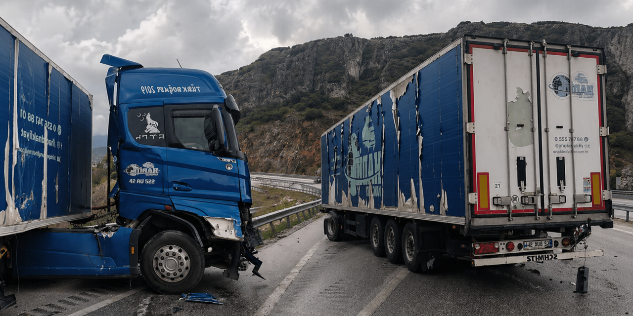 Konya plakalı TIR bariyerlere çarptı, sürücü yaralı kurtuldu