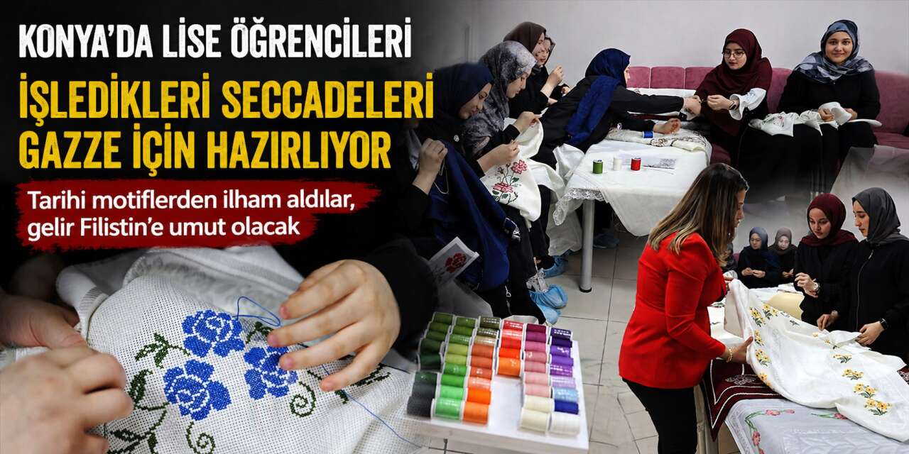 Konya’da İHL öğrencilerinin işledikleri seccadeler Gazze için umut olacak