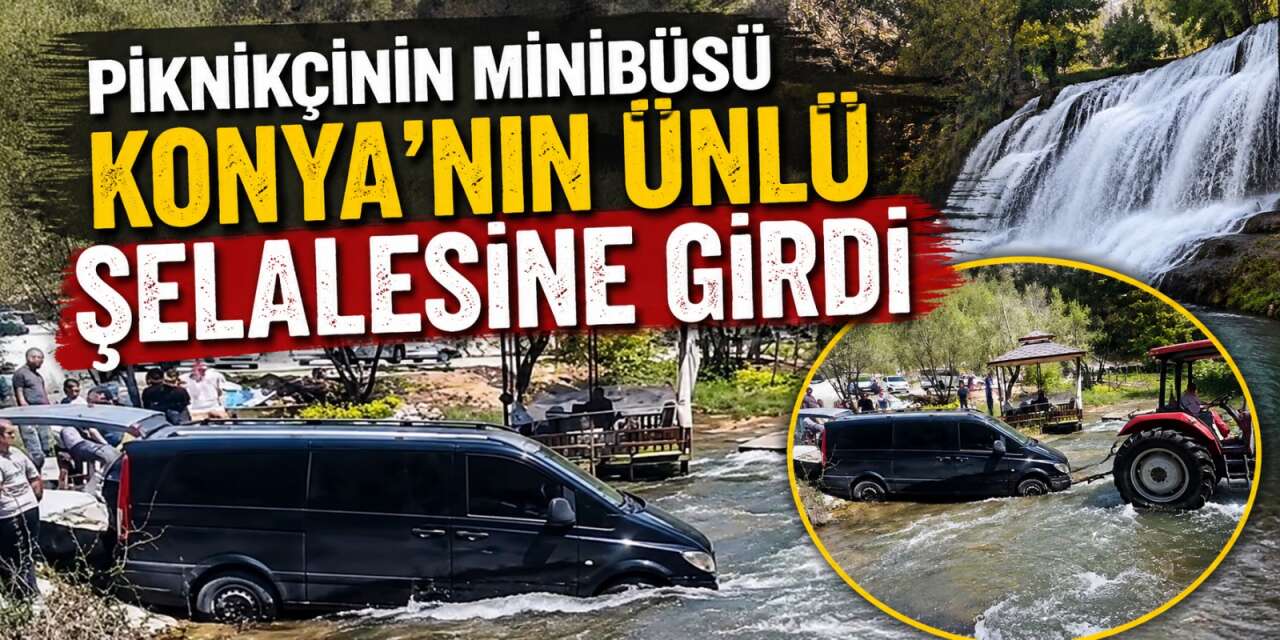 Konya’da freni boşalan minibüs Aygırdibi Şelalesi’ne girdi