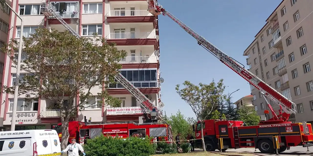 Konya’da 5. katta korkutan yangın
