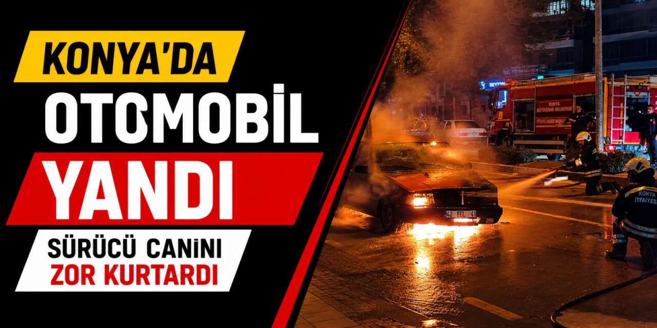 Konya’da seyir halindeki otomobil alev alev yandı