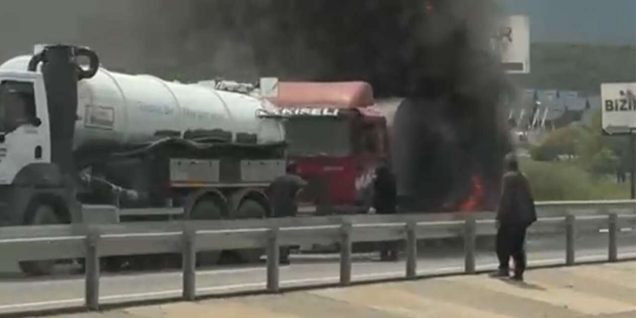 Konya çevre yolunda süt tankeri alev aldı! Sürücü son anda kurtuldu