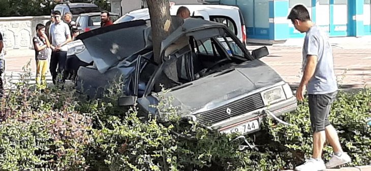 Ehliyetsiz sürücünün kullandığı otomobil ağaca çarptı: 4 yaralı