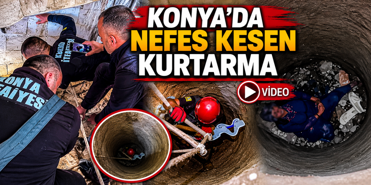 Konya’da yaşlı kadın su kuyusuna düştü! Ekipler 1,5 saat uğraştı
