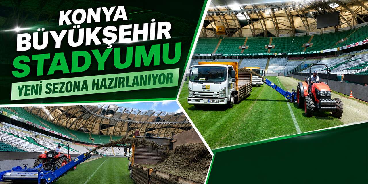 Konyaspor'un stadyumunda zemin yenileme çalışması başladı