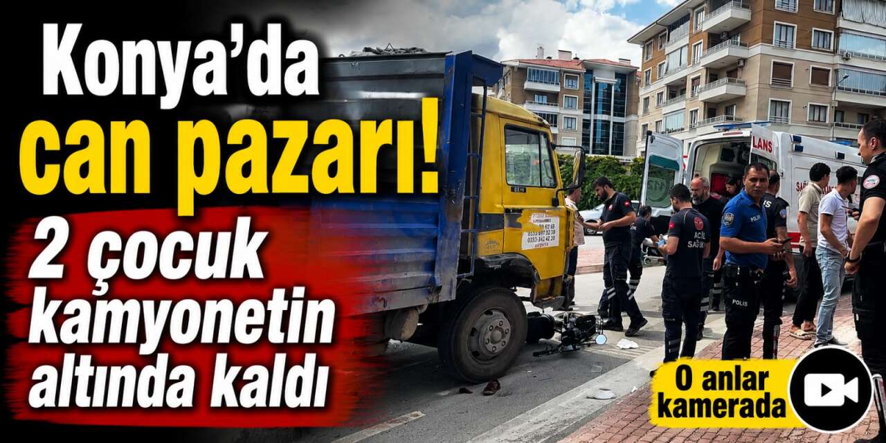 Konya’da kamyonet elektrikli bisikleti sürükledi! 3’ü çocuk 4 kişinin yaralandığı kaza kamerada