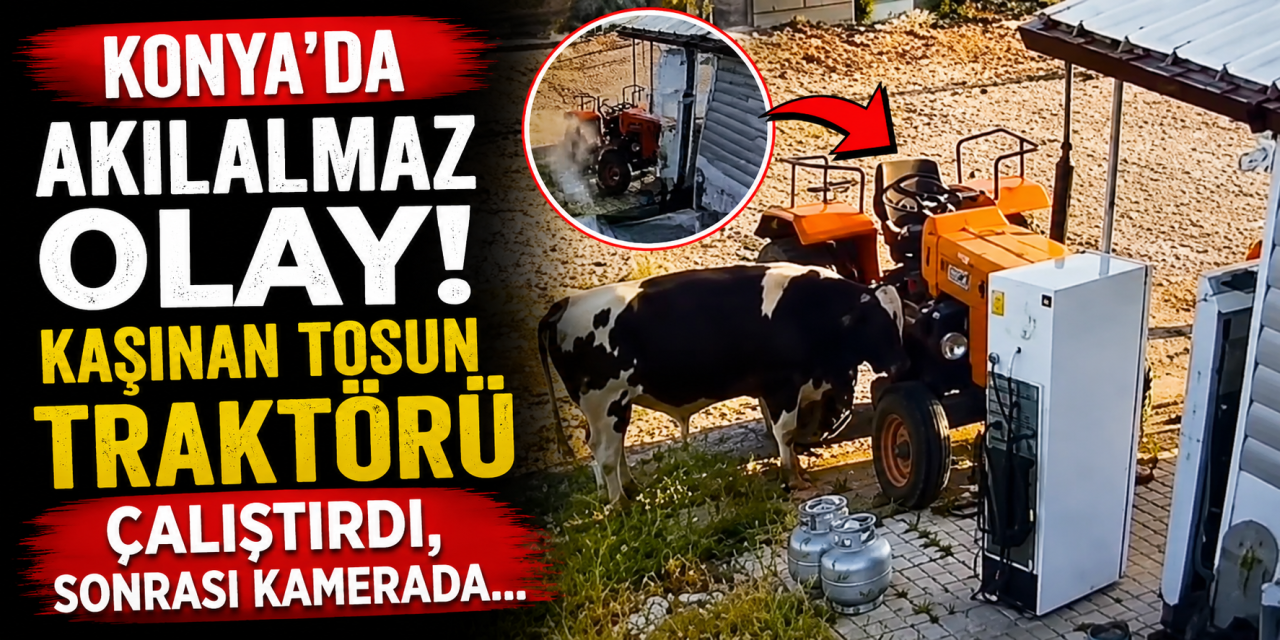 Günün anlatması zor haberi! Tosun kaşındı, traktör çalıştı, sonrası kamerada