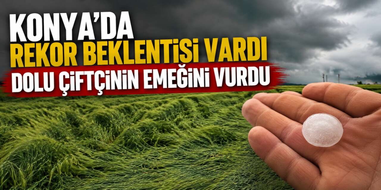 Konya’da bereket bekleyen çiftçiye dolu darbesi! Tarlayı bu hale getirdi
