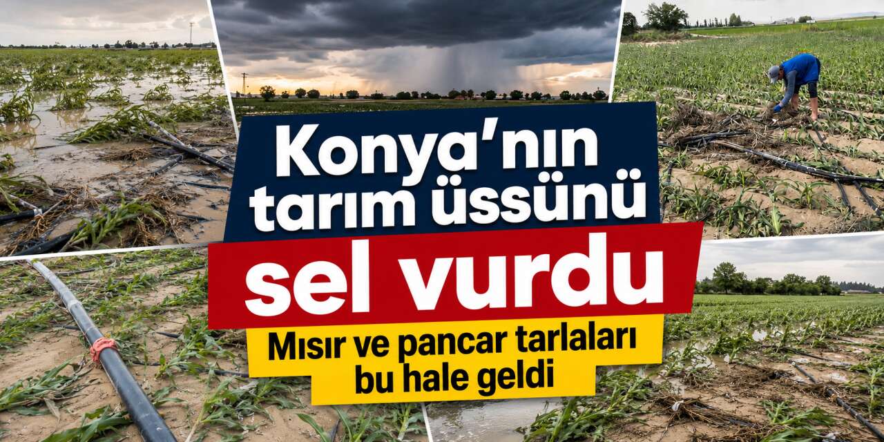 Konya’da geceki yağış çiftçiyi perişan etti