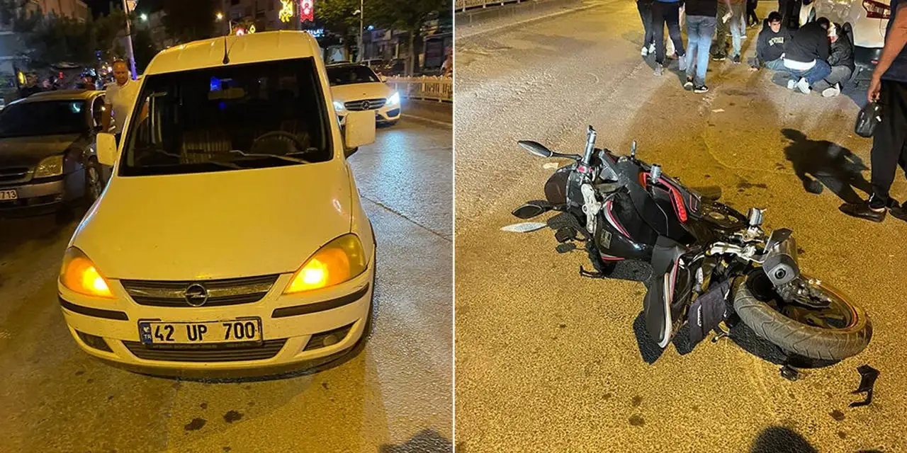 Konya'da motosiklet kazası! İki kişi hastanelik oldu