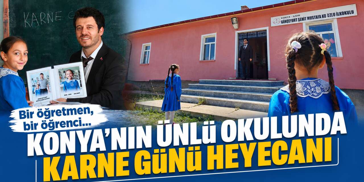 Konya’da tek öğrenci karnesini aldı, öğretmeni gözyaşlarını tutamadı