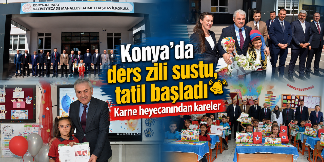 Konya'da yaz tatili resmen başladı! Karne gününden mutluluk kareleri yansıdı