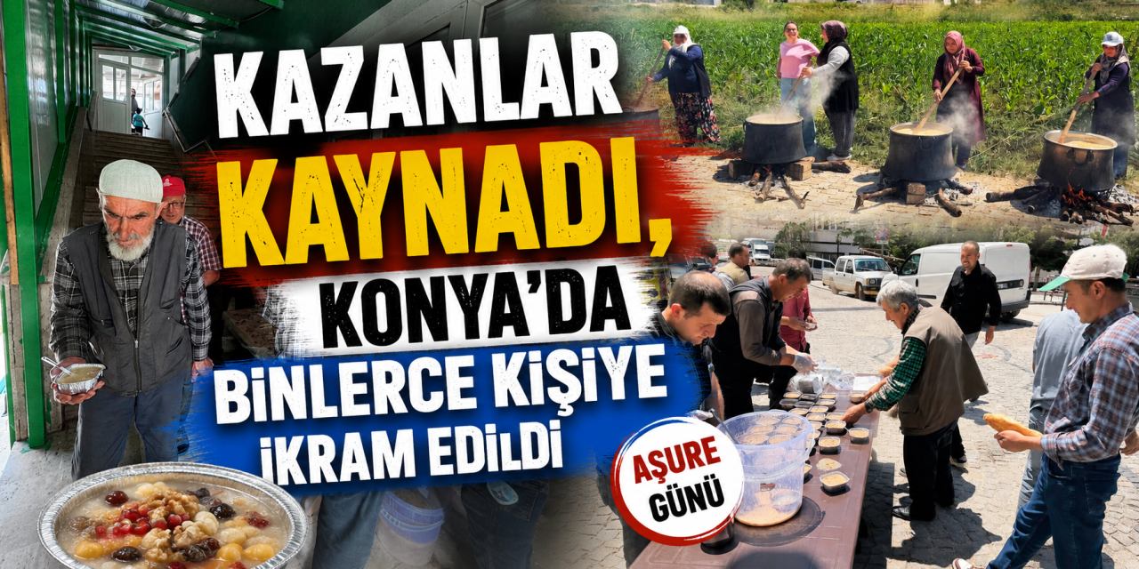 Konya’da kazan kazan aşure dağıtıldı