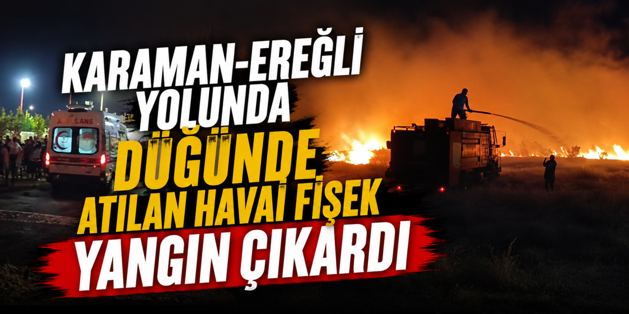 Kutlama faciaya dönüşüyordu! Karaman-Ereğli yolunda korkutan yangın