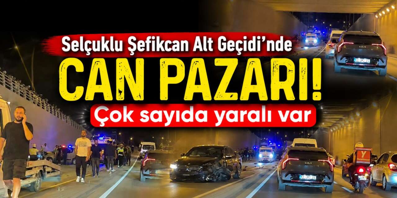 Konya'da yoğun alt geçidinde geceyi hareketlendiren kaza! 1'i ağır 7 yaralı var
