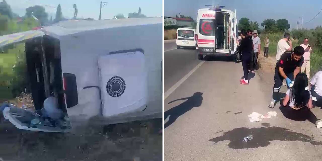 İşçi servisi otomobille kafa kafaya çarpıştı! 15 kişi yaralandı
