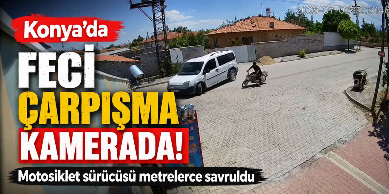 Konya’da motosiklet ile otomobil çarpıştı! Kaza anı kamerada