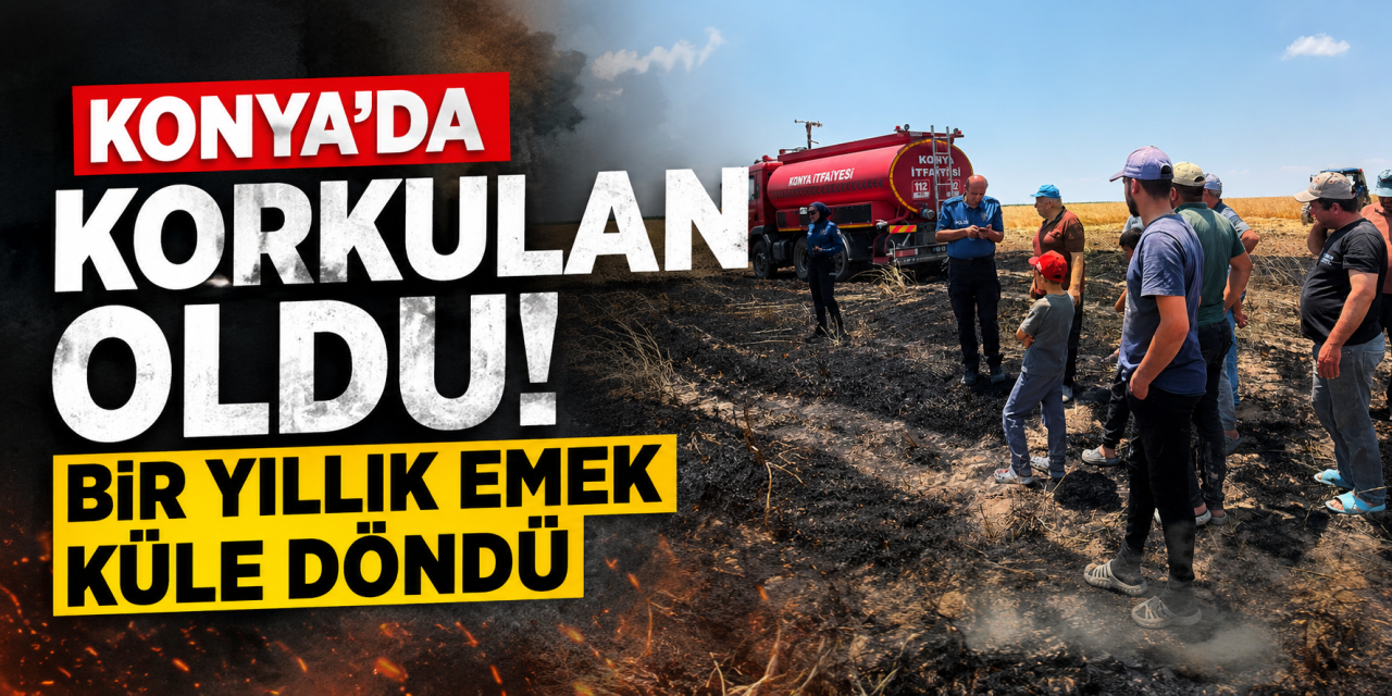 Konya’da sulama kuyusunda patlama oldu, arpa tarlası tutuşunca köylü traktörle koştu