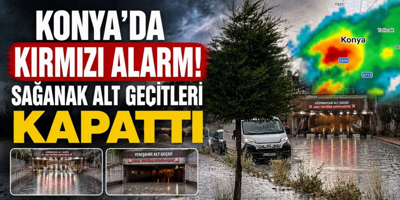 Konya’yı yine kırmızı kütle vurdu! Sağanak hayatı durdurdu