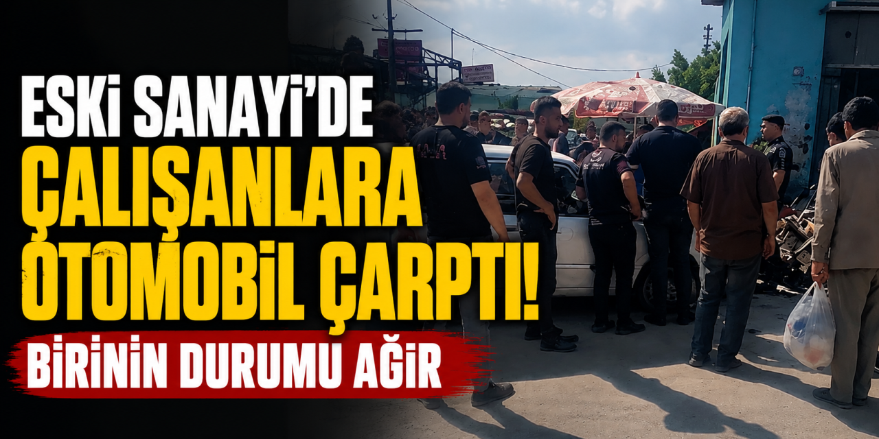 Konya Eski Sanayi’de kaza! Kontrolden çıkan otomobil çalışanlara çarptı
