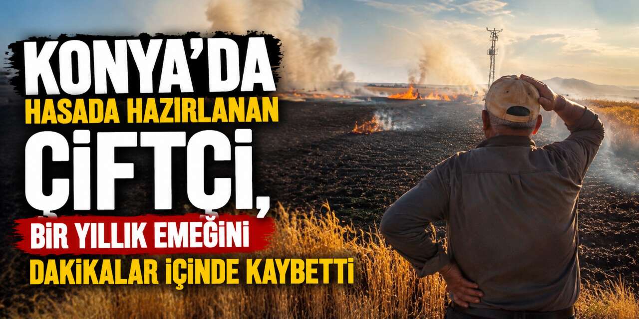 Konya’da çiftçinin emeği alevlere teslim oldu! Kayıp büyük