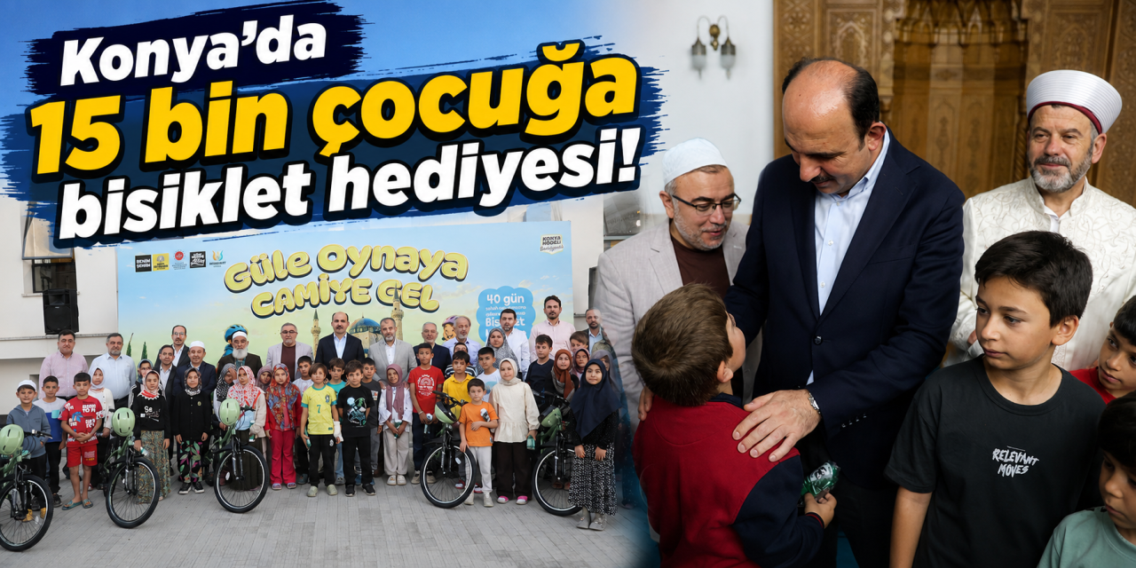 Konya’da çocuklar bisiklet için camiye koştu! Başkan Altay da coşkuya ortak oldu